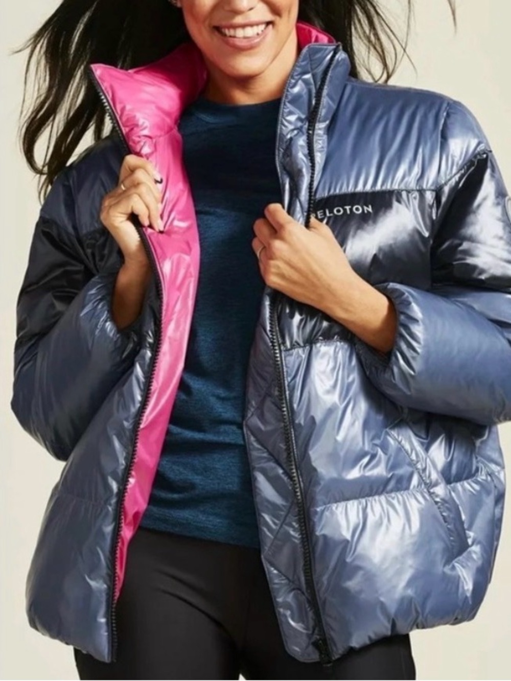 Peloton Blue Color Block Puffer Jacket - Size Small - Picture 1 of 5